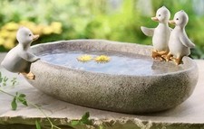 Vogeltränke mit Enten NEU mit 3 kleinen Entchen 30 cm lang