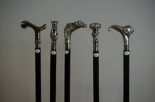 5 Holz Spazierstöcke silbern