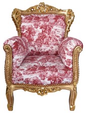 Barock Sessel Kindersessel Armlehnsessel Kinderzimmer Toile de Jouy Armlehnstuhl