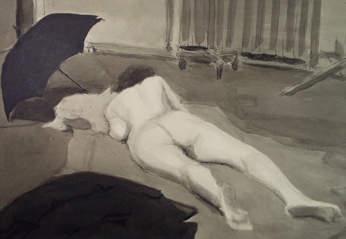 Aquarell tusche schlafender - aquarell, &