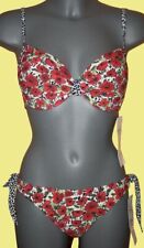 MARKEN-BÜGEL-BIKINI weiss-rot-grün-schwarz SOFT-CUPS 36 38 40 42 CUP A NEU