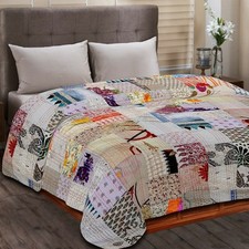 Vintage Patchwork Kantha Tagesdecke Indisch Handarbeit Quilt Überwurf...