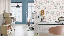 €1,12qm  1 Ro.Rasch Vlies My moments 305845 Kreise Rot Blau cremebeige  stylisch