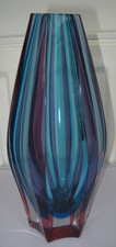 Vintage Murano Venini Vase blau,türkis und lila!
