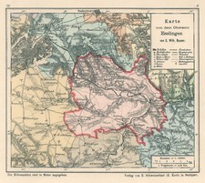 Esslingen Original Farblithografie Landkarte Bauser 1880