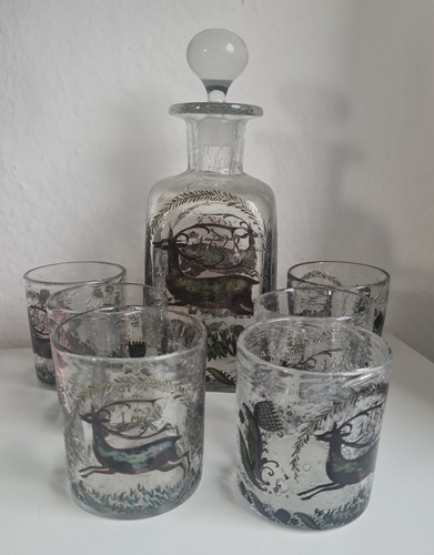 Altes whiskey set - dekanter, +