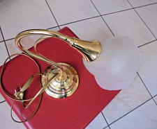 Sehr guter Zustand Stand-Tischleuchte vergoldet  Milch-Glasschirm H ca. 30 cm