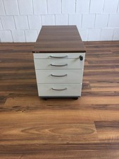 ASSMANN Rollcontainer 4 Auszüge weiß Walnuss abschließbar