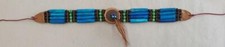 Halskette "Indianer" 30x2,5cm blaue Röhrenknochen, Leder mit Baumwollband