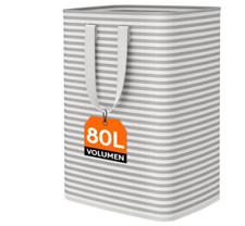 Lifewit 80L Wäschekorb, Faltbare Wäschebox mit Griffen, Aufbewahrungsbox, Grau