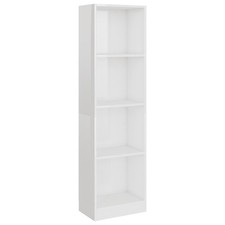 Bücherregal 4 Fächer Hochglanz-Weiß 40 X 24 X 142 Cm Spanplatte B-Ware