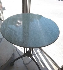 Bistro Tisch 76x60cm Marmorplatte rund, schwarzer Metallfuss, Restaurant Cafe 