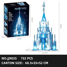 With Box - 732PCS Eis Schnee Schloss Bausteine Märchen Prinzessin Magie Schlo...