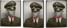 3x Foto Portrait Reichsbahn mit Schirmmütze in Uniform Eisenbahn Polizei 2.WK