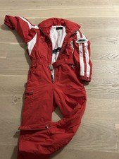 Bogner Skianzug Damen Gr. 42 Skihose Vintage Rot Weiß Ski Stickerei Colorado