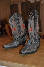 Herren schwarz Lederstiefel western cowboy texan boots Mexico Joe Sanchez 42 