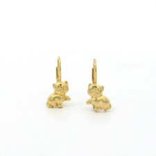 Kinderohrringe, Goldohrringe für Kinder mit Katze, Gelbgold 585 14 KT