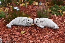 Steinfigur Robben Gartendeko