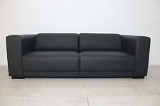 Schwarze Leder Couch Sitzmöbel Dreisitzer Clubsofa Modern Zeitlos Neu Gepolstert