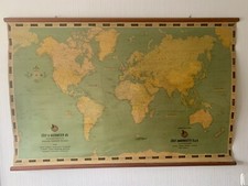 Vintage! Alte Weltkarte Züst Bachmeier Spedition Karte Wandkarte Schiffe Fische