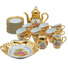 Bavaria Wunsiedel Kaffeeservice 28 - teilig Porzellan 24 Karat Gold 