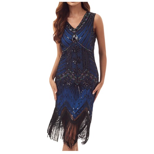 Damen kleid vintage fransen - kleid,
