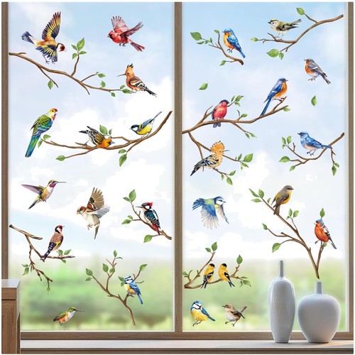 Fensterbilder vögel auf ast - auf,