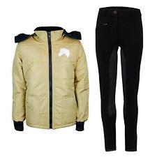 Reitset Kinder Reitjacke Mia gold gesteppt mit Reithose schwarz/schwarz