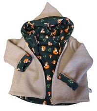 Jacke Wollwalkjacke Wendejacke Kapuze Waldtiere  Baby Kinder Handmad NEU
