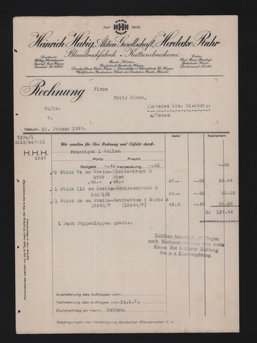 Herdecke rechnung 1929 - herdecke,,
