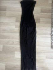 New Yorker schwarzes langes Bandeaukleid mit Schlitz S(36)