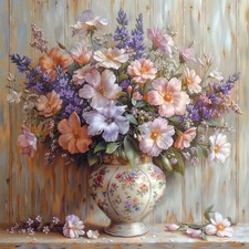 Wandbild Blumen Vase Landhaus