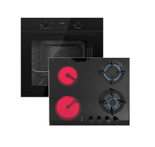 Gasline Herdset Einbaubackofen GB850-FIB + Hybrid Kombi Glas Gas Elektro 60 cm