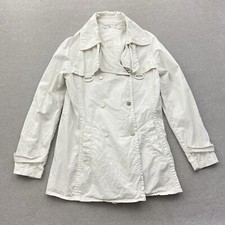 Tommy Hilfiger Trenchcoat Mantel Damen L Weiß Lang Baumwolle 