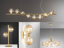 Ausgefallene Bauhaus Lampen mit Glaskugeln mehrflammig für Esstisch, Wohnzimmer