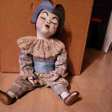 Lene Thun Puppe Harlekin ca.47cm Porzellan Keramik Handarbeit  Pierot Rarität 