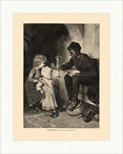 Der schwarze Mann Kaminkehrer Schlotfeger Schornsteinfeger Holzstich W 211