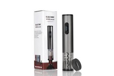 Korkenzieher Elektrisch, Elektrischer Flaschenöffner mit Folienschneider Grau