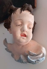 Engel Putto nach Ignaz Günther Abguss Gips gefasst 30 x 25 cm