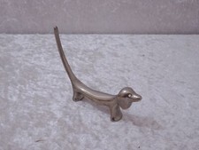 AKdwC f- Metall Design Hund Dackel Ringhalter Silberfarben - Vintage - 8,5 cm