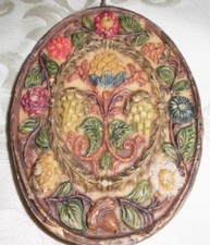 Wachsbild ~ Reliefbild ~ Blumen und Früchte ~ alte Wachskunst vor 70er Jahre