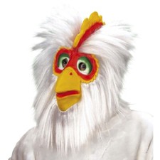 LATEX HAHN MASKE Hahnmaske Huhnmaske Henne Huhn Vogel Gag Kostüm Party Deko 8343