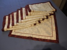 8 Tischsets, Platzdeckchen edel Festtafel creme mit rot 47x35 zweiseitig top