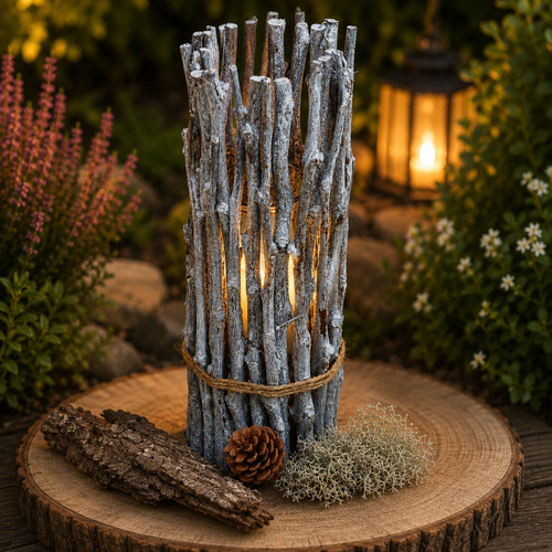 Rustikales holz windlicht - rustikales, holz-windlicht