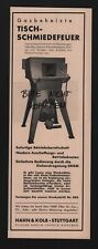 STUTTGART, Werbung 1936, Hahn & Kolb gasbeheizte Tisch-Schmiede-Feuer