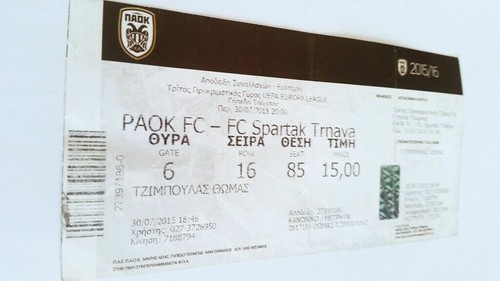 Used ticket paok thessaloniki - used,