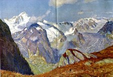 Spätsommer im Wallis XXL Kunstdruck 1919 von Franz Hoch * Freiburg Berge Schweiz