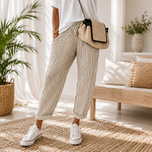 Italy damen hose leinenlook - italy,
