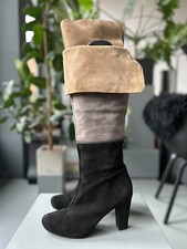 Overknees von CafèNoir - Wildleder Damen - Farbe beige/grau/schwarz - Größe 40