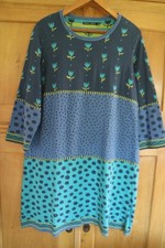 Gudrun Sjöden XL warmes Strickkleid Tunika Baumwolle mit blau gruenen Muster